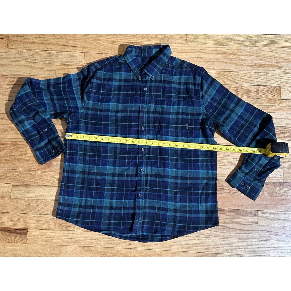 Eddie Bauer Shirt Mens XL Blue Green Plaid Flannel Button Down Long Sleeve